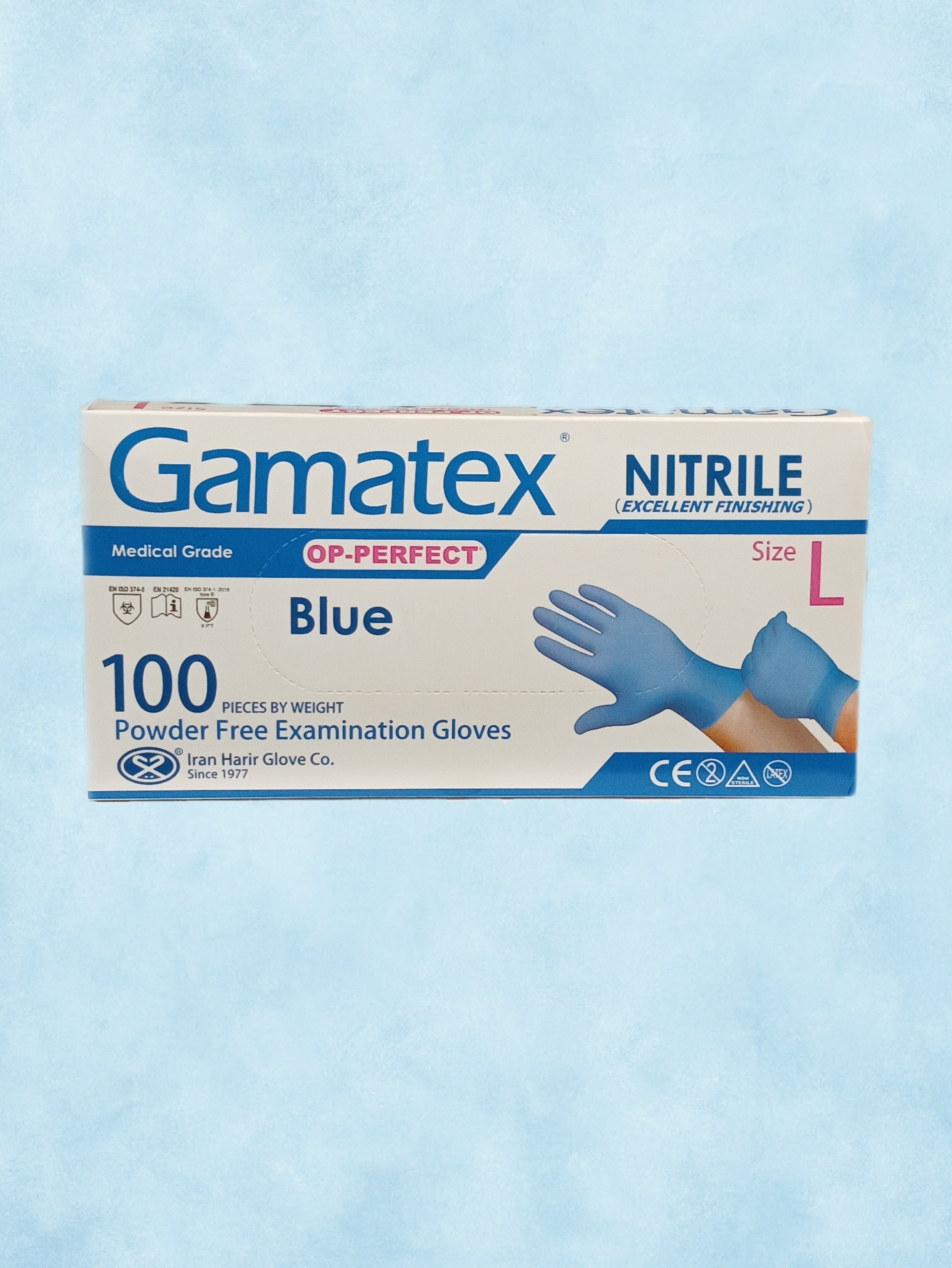 دستکش نیتریل آبی L